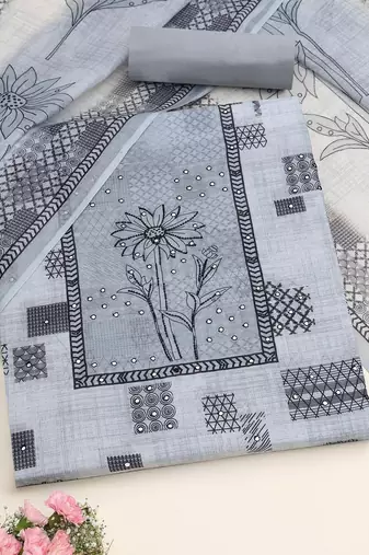 printed linen unstitched dress material