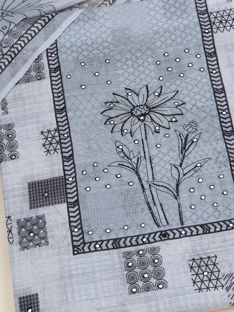 printed linen unstitched dress material