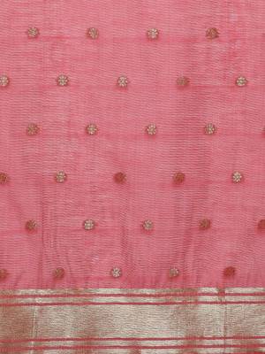 Yellow woven design chanderi sarees with blouse piece 5