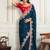 Teal floral embroidered saree with unstitched blouse