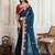 Teal floral embroidered saree with unstitched blouse
