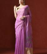 Purple woven design saree with blouse
