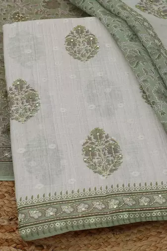 printed linen unstitched dress material