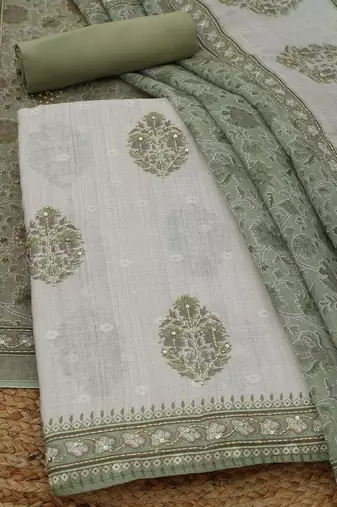 printed linen unstitched dress material