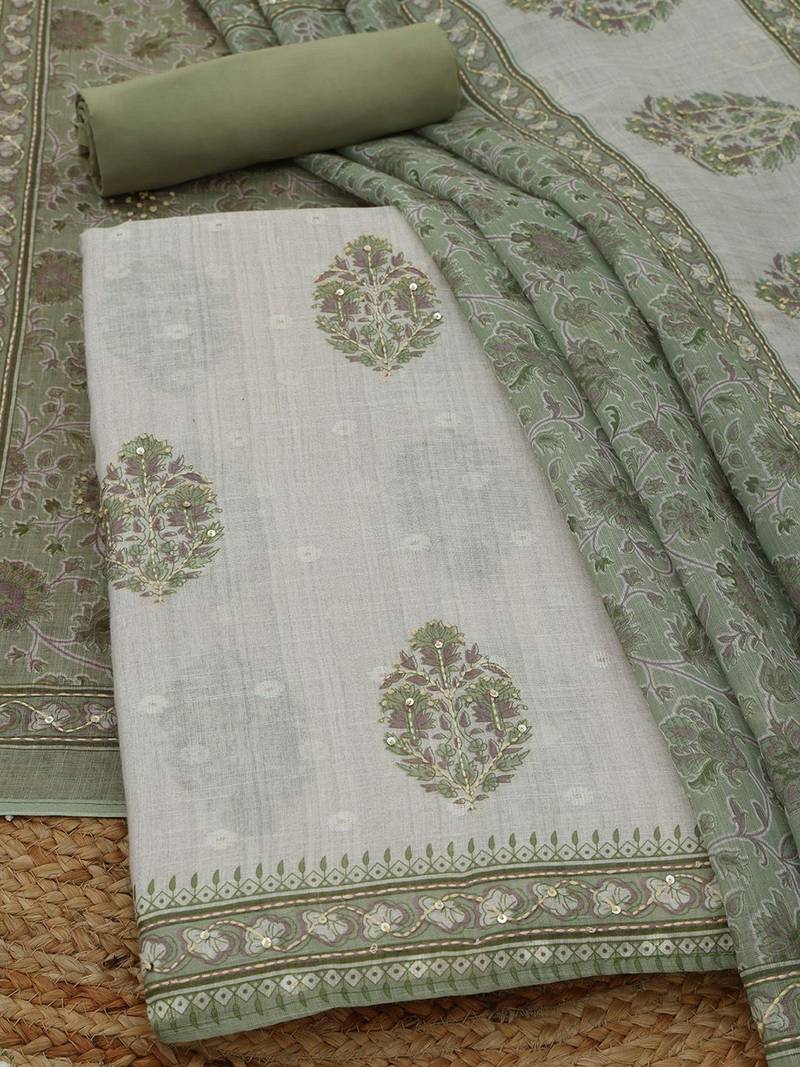 printed linen unstitched dress material