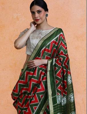 Red woven design saree with blouse 2