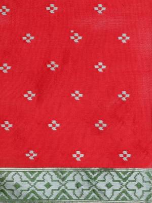 Red woven design saree with blouse 4