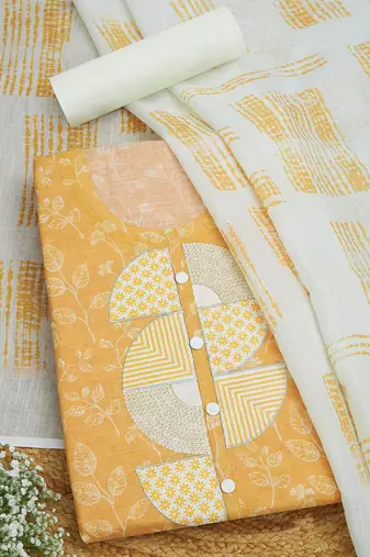 printed linen unstitched dress material