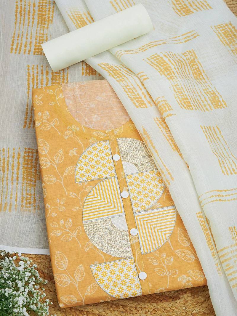 printed linen unstitched dress material
