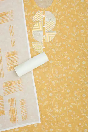printed linen unstitched dress material