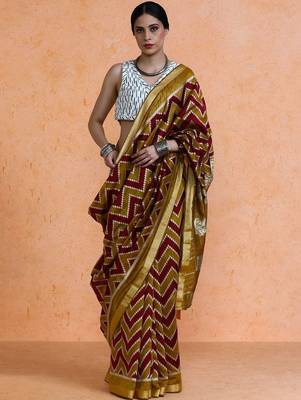 Maroon woven design saree with blouse 1