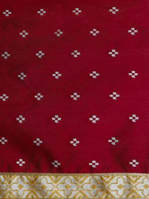 Maroon woven design saree with blouse 4