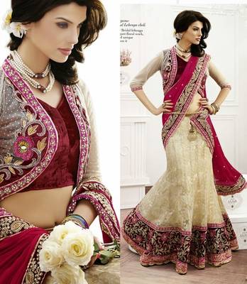Multicolor Net Jequard And  Satin  And Dupatta  Faux Chiffon Embroidered Work Unstitched Lehenga Choli 2