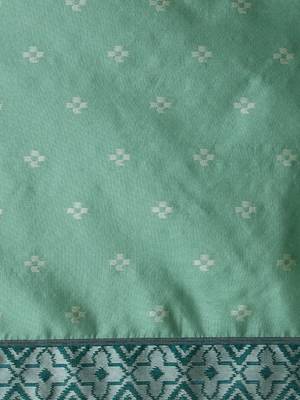 Green woven design saree with blouse 4