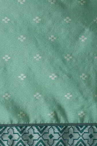 Green woven design saree with blouse