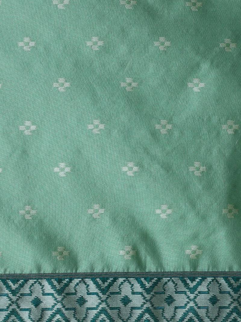 Green woven design saree with blouse