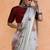 Grey woven design muga sarees with blouse piece