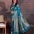 Turquoise woven design sarees