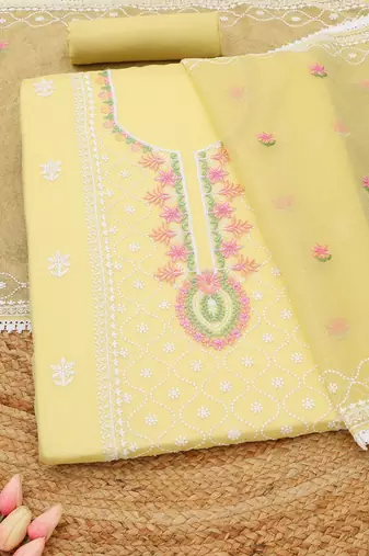 embroidered unstitched dress material