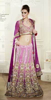Multicolor Velvet And Dupatta Net Embroidered And Stone Work Unstitched Lehenga Choli 2