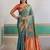Blue ethnic motifs woven design zari banarasi saree