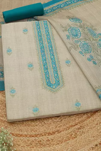 printed art silk unstitched dress material