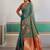 Blue ethnic motifs woven design zari banarasi saree