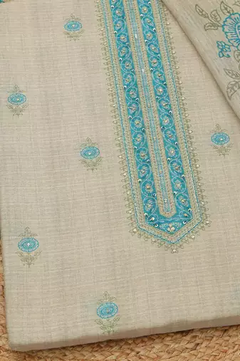 printed art silk unstitched dress material