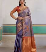 Lavender woven design zari dual tone saree