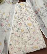 floral printed linen unstitched dress material