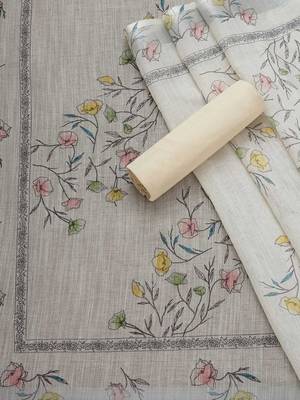 floral printed linen unstitched dress material 3
