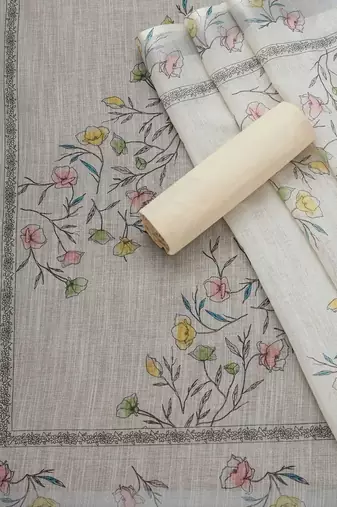 floral printed linen unstitched dress material