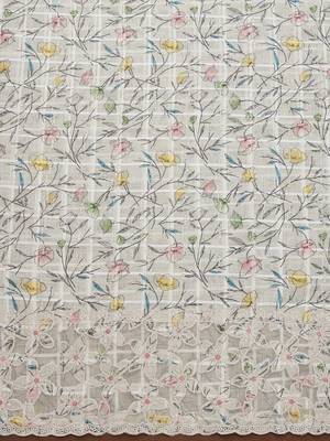 floral printed linen unstitched dress material 5