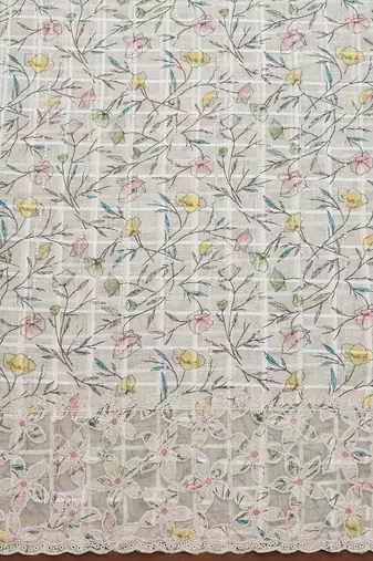 floral printed linen unstitched dress material