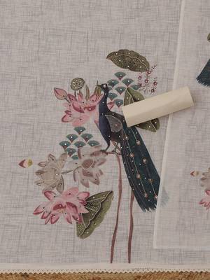 printed linen unstitched dress material 2