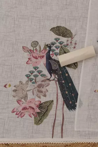 printed linen unstitched dress material