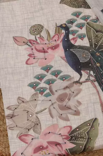 printed linen unstitched dress material