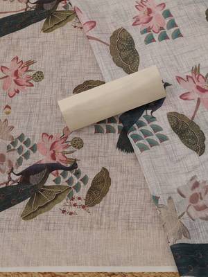 printed linen unstitched dress material 4
