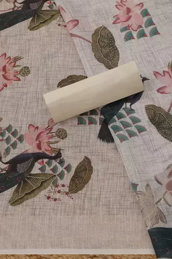 printed linen unstitched dress material