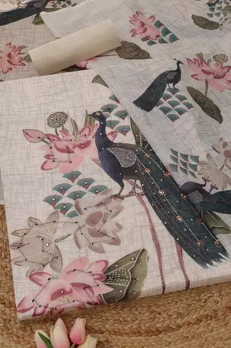 printed linen unstitched dress material