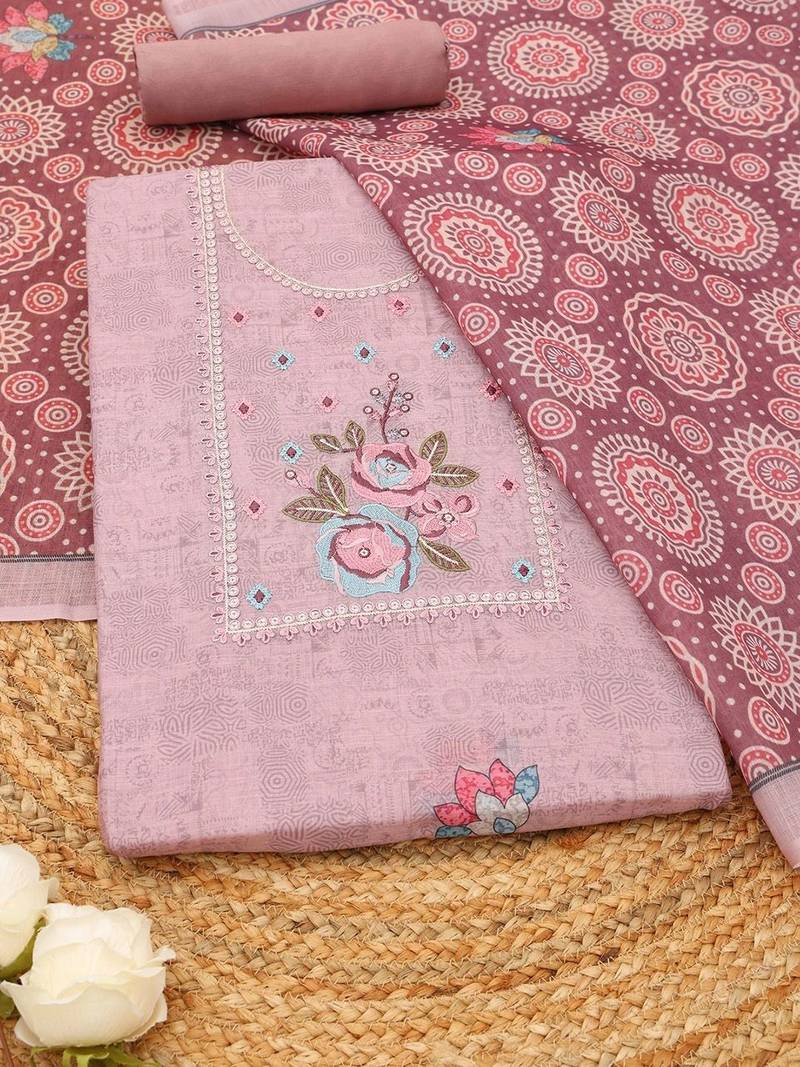 printed linen unstitched dress material