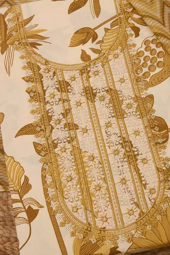 embroidered  cotton unstitched dress material