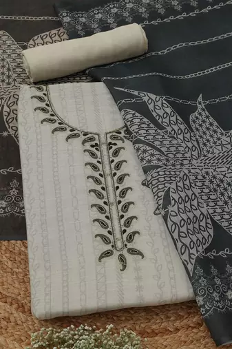 printed linen unstitched dress material
