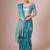 Blue light blue satin silk  woven design party wear saree with matching blouse