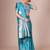 Blue light blue satin silk  woven design party wear saree with matching blouse
