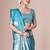 Blue light blue satin silk  woven design party wear saree with matching blouse