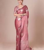 Mauve mauve satin silk  woven design party wear saree with matching blouse