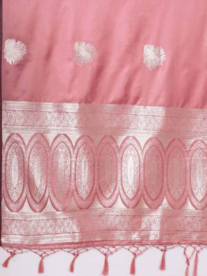 Mauve mauve satin silk  woven design party wear saree with matching blouse 5