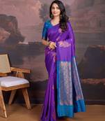 Violet woven design sarees