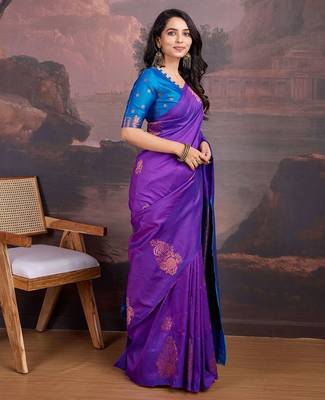 Violet woven design sarees 2